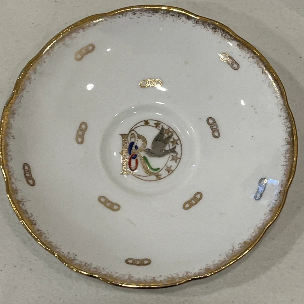Royal Stafford Bone China England Tea Cup & Saucer Rebekah Lodge Antique Rare